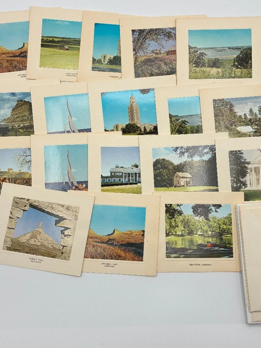 Vtg Nebraska Photo Note Cards Lot of 18 Landmarks Scenes Bright of America Blank